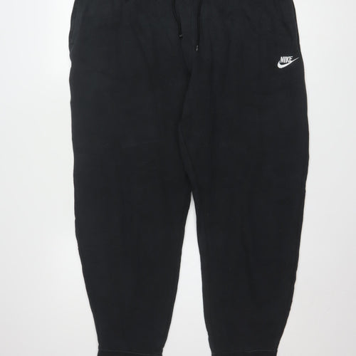 Nike Women Black Cotton Jogger Trousers XL Drawstring Waist