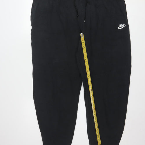 Nike Women Black Cotton Jogger Trousers XL Drawstring Waist