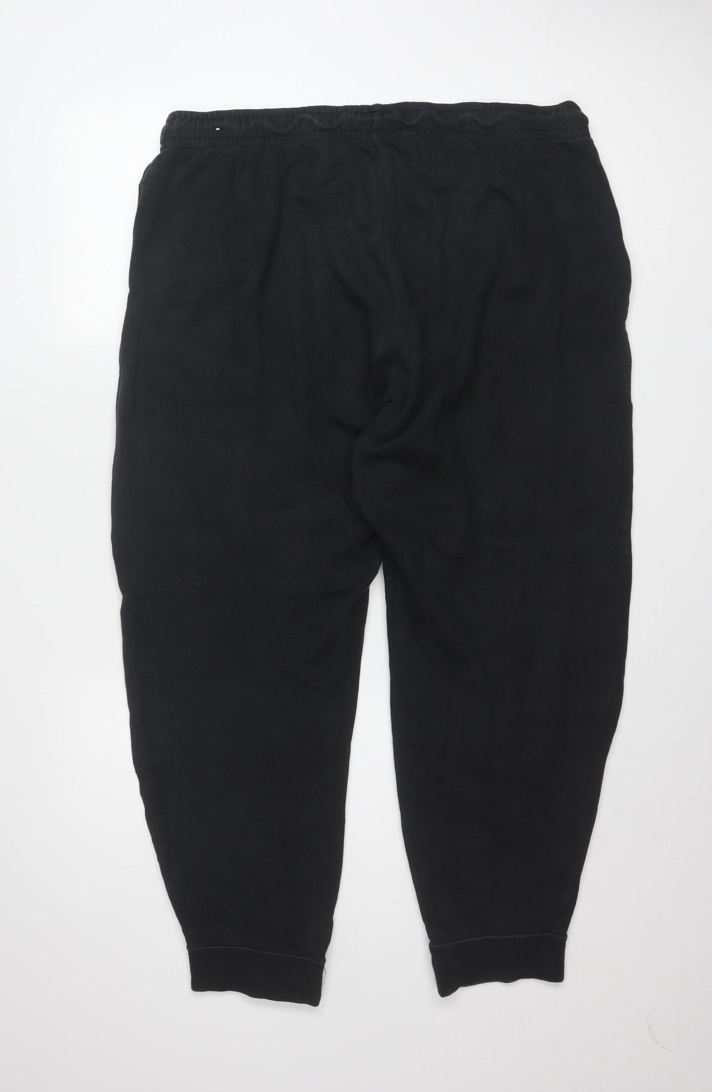 Nike Women Black Cotton Jogger Trousers XL Drawstring Waist
