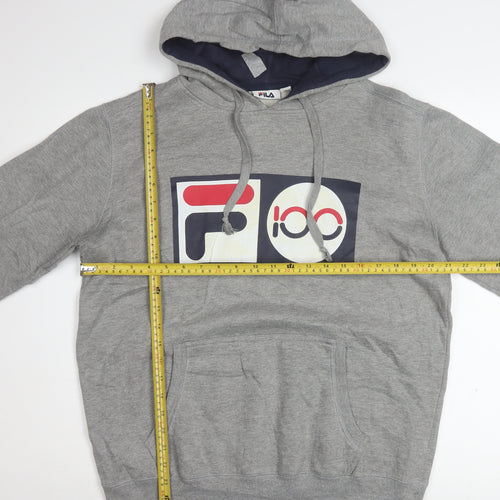 FILA Men's Grey Pullover Logo Hoodie Size S Regular Fit