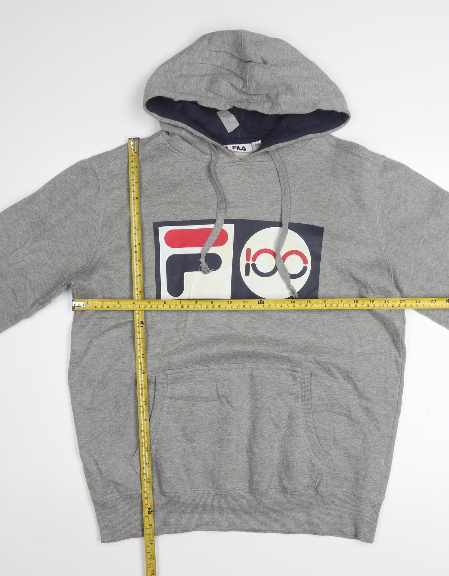 FILA Men's Grey Pullover Logo Hoodie Size S Regular Fit