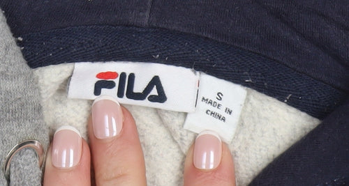 FILA Men's Grey Pullover Logo Hoodie Size S Regular Fit