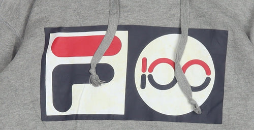 FILA Men's Grey Pullover Logo Hoodie Size S Regular Fit