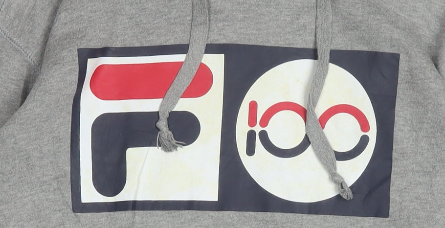 FILA Men's Grey Pullover Logo Hoodie Size S Regular Fit