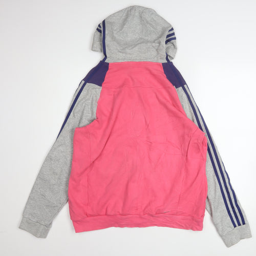 Adidas Womens Pink Grey Full Zip Hoodie XL Cotton Blend