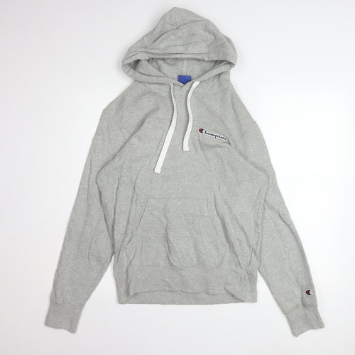 Champion Men's Grey Pullover Hoodie Small Logo Fleece Sweatshirt