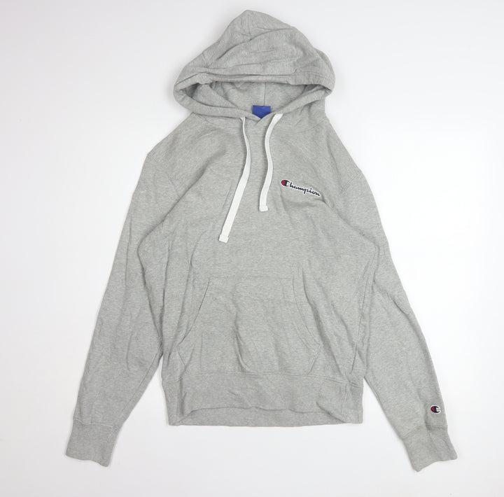 Champion Men's Grey Pullover Hoodie Small Logo Fleece Sweatshirt