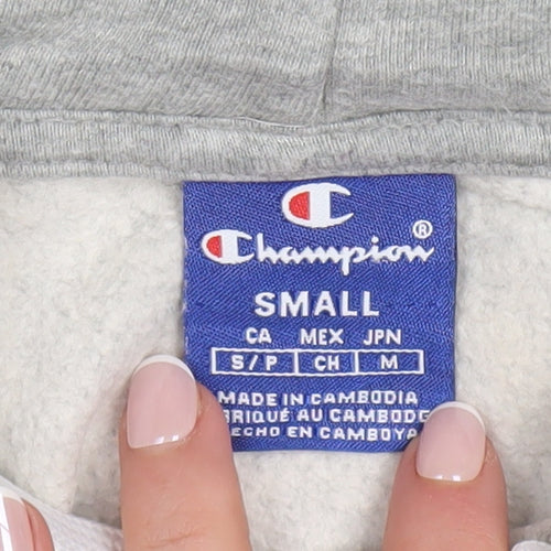 Champion Men's Grey Pullover Hoodie Small Logo Fleece Sweatshirt