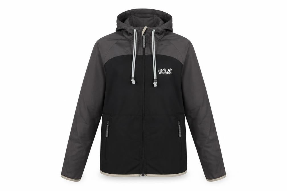 Front view of Jack Wolfskin Women Black Softshell Windbreaker Jacket UK 12