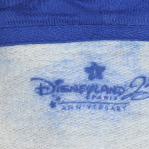 Disneyland Paris Women's Grey Blue Hoodie L Pullover Mickey Print