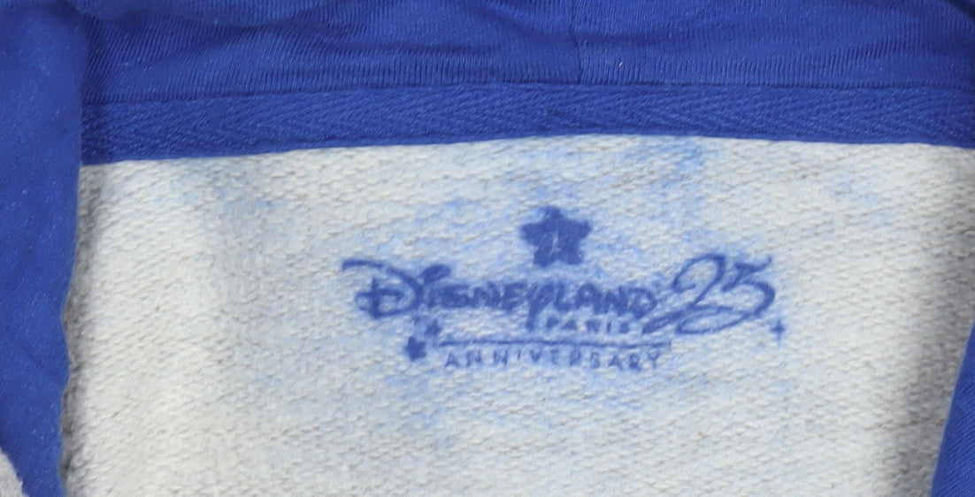 Disneyland Paris Women's Grey Blue Hoodie L Pullover Mickey Print