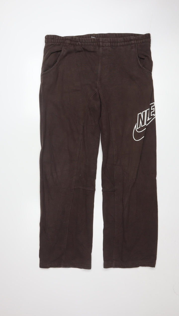 Nike Women's Brown Sweatpants Size M Regular Fit Fleece Joggers