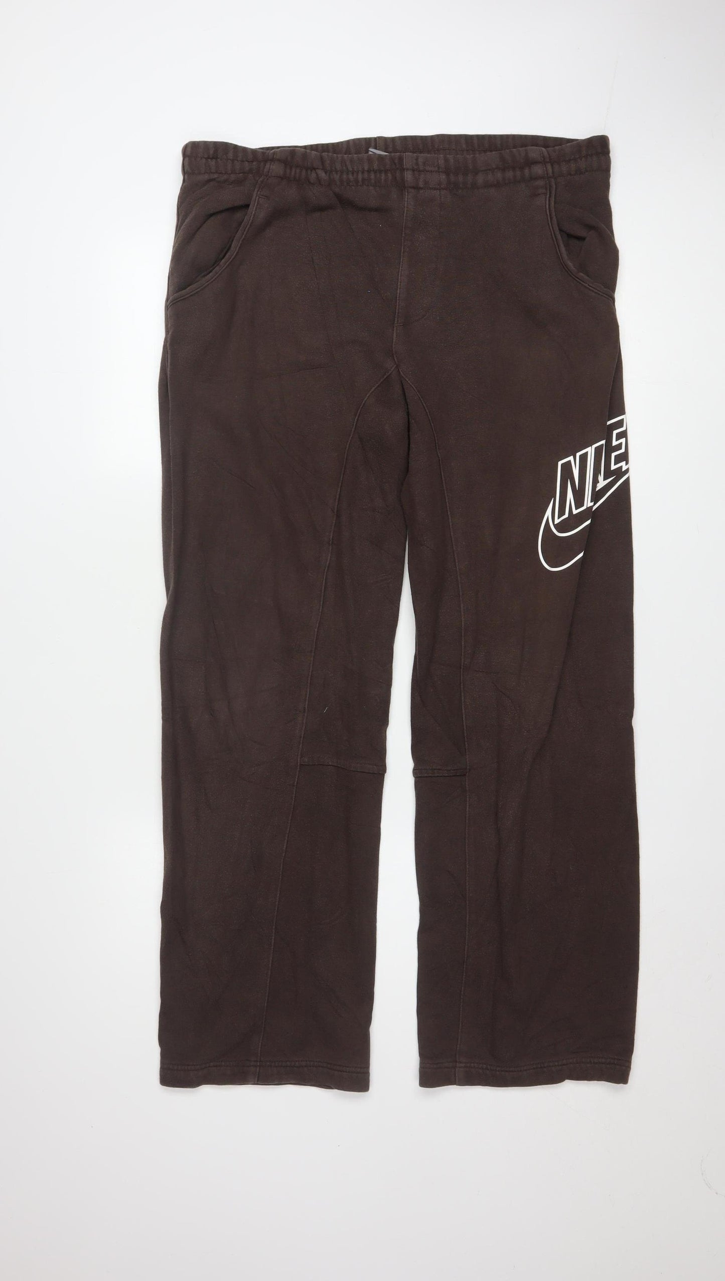 Nike Women's Brown Sweatpants Size M Regular Fit Fleece Joggers