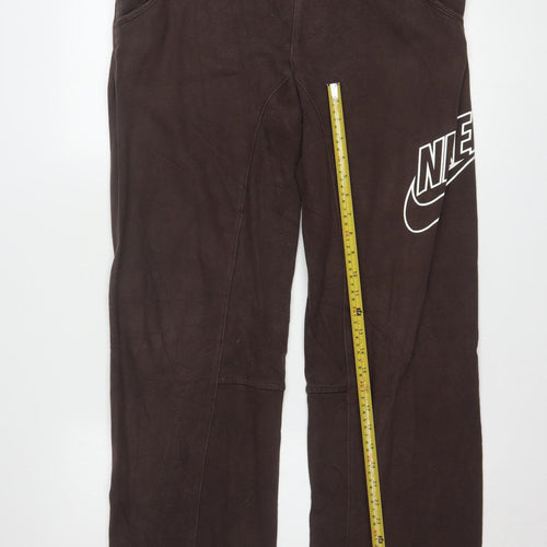 Nike Women's Brown Sweatpants Size M Regular Fit Fleece Joggers