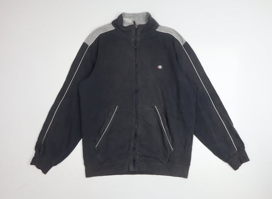 Champion Men's Black L Track Jacket Full Zip Fleece Sportswear