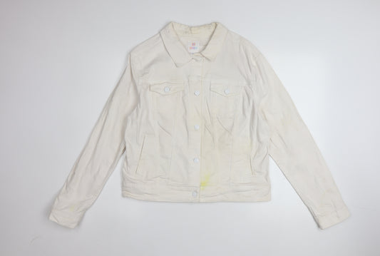LuLaRoe Women’s Ivory Embroidered Unicorn Button Jacket XL