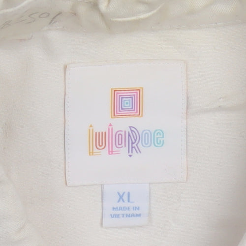 LuLaRoe Women’s Ivory Embroidered Unicorn Button Jacket XL
