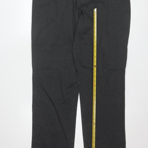 Lee Men's Black Straight Leg Relaxed Fit Trousers Size 18 Long
