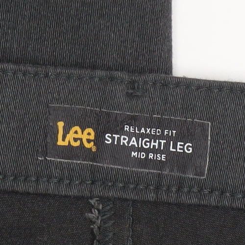 Lee Men's Black Straight Leg Relaxed Fit Trousers Size 18 Long