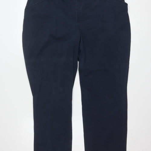 Lee Women's Blue Petite 18 Plus Relaxed Fit Straight Leg Mid Rise Trousers