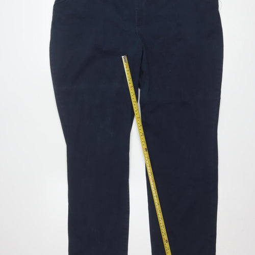 Lee Women's Blue Petite 18 Plus Relaxed Fit Straight Leg Mid Rise Trousers