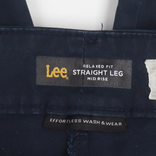 Lee Women's Blue Petite 18 Plus Relaxed Fit Straight Leg Mid Rise Trousers