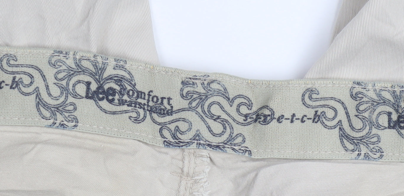 Lee Men's Beige Chino Shorts Size 24 Regular Fit Stretch Cotton