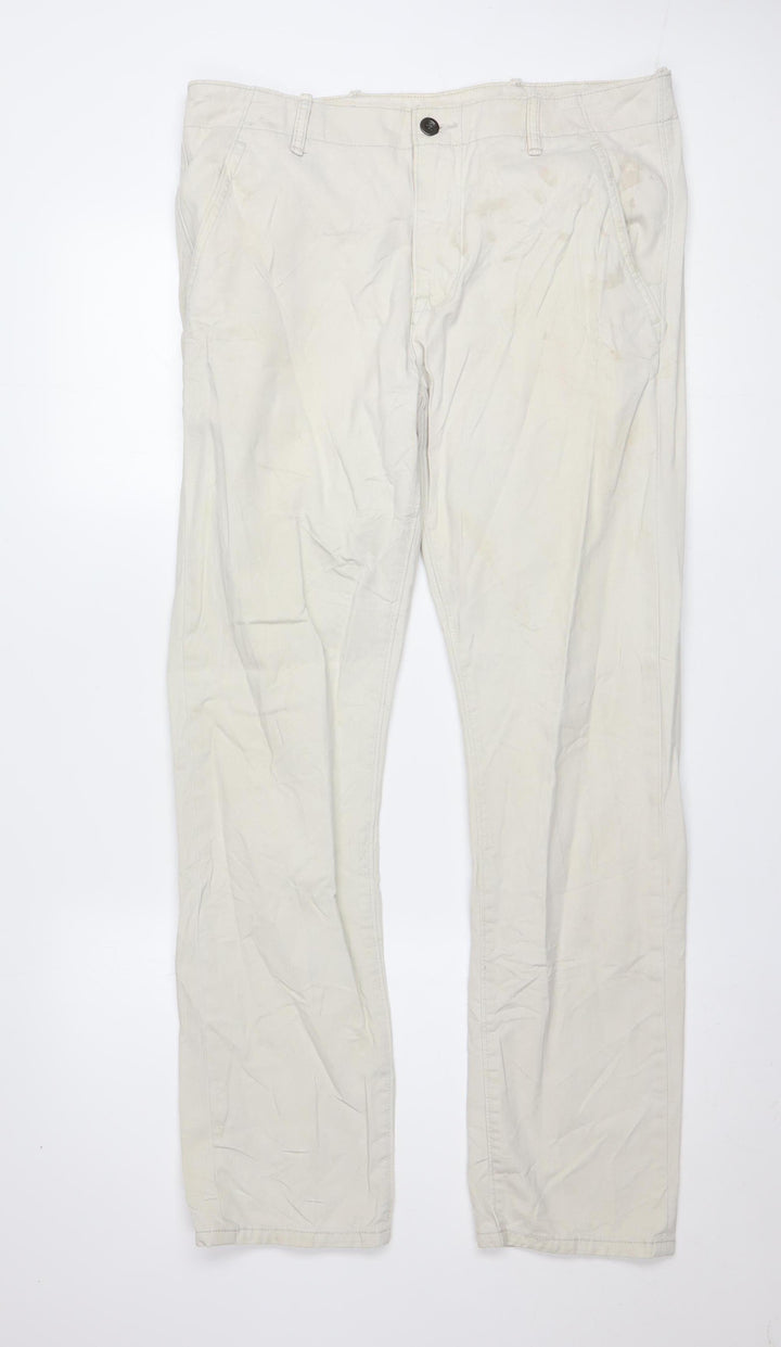 Levi's Men's Beige Cotton Chino Trousers W32 L32 Straight Fit