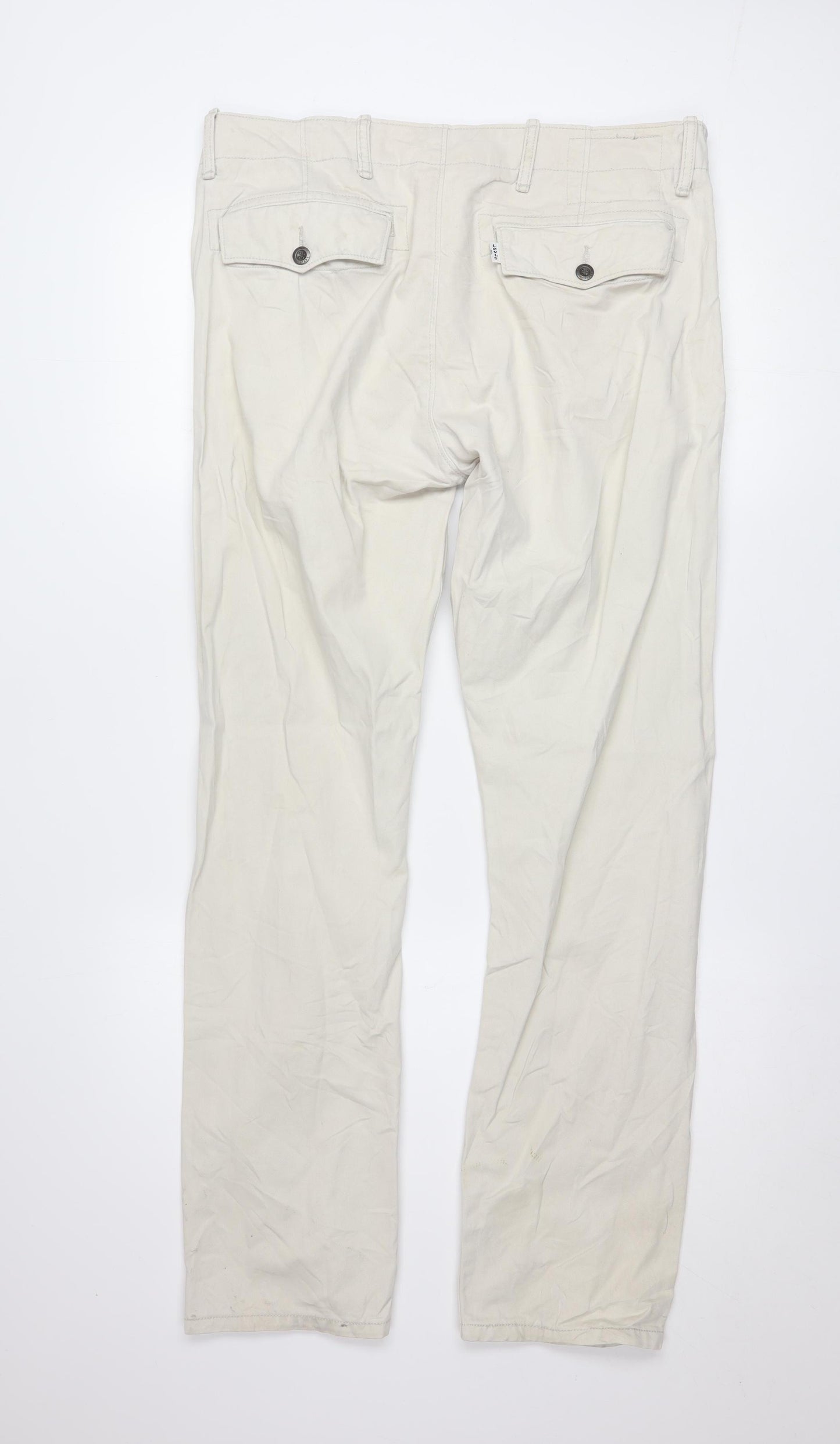 Levi's Men's Beige Cotton Chino Trousers W32 L32 Straight Fit
