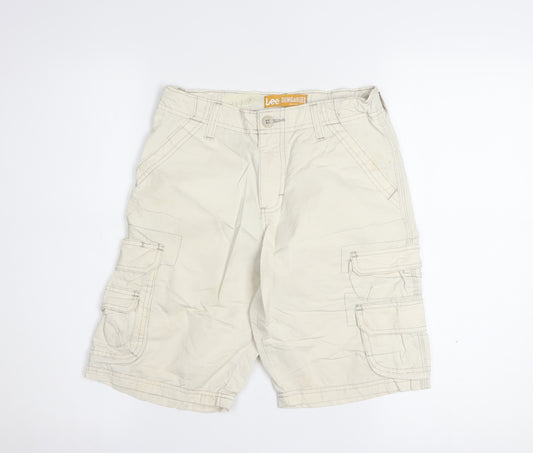 Lee Dungarees Womens Beige Cargo Shorts Size 12R 100% Cotton