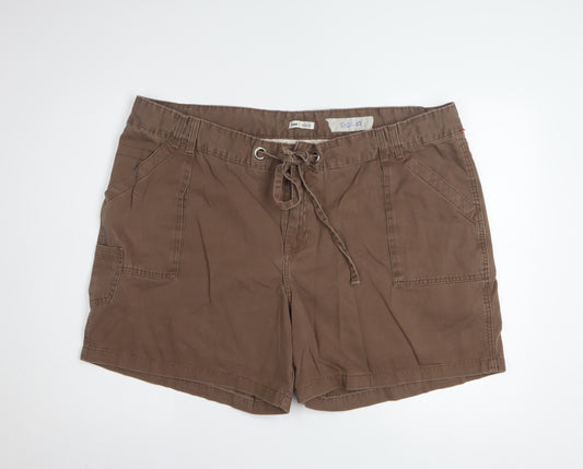 Lee Women Brown Cargo Shorts Size 10 Cotton Casual Low Rise