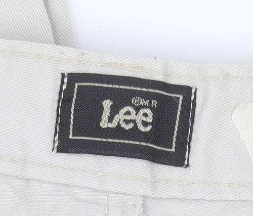 Lee Men’s Beige Cotton Pleated Chino Trousers Size L Relaxed Fit