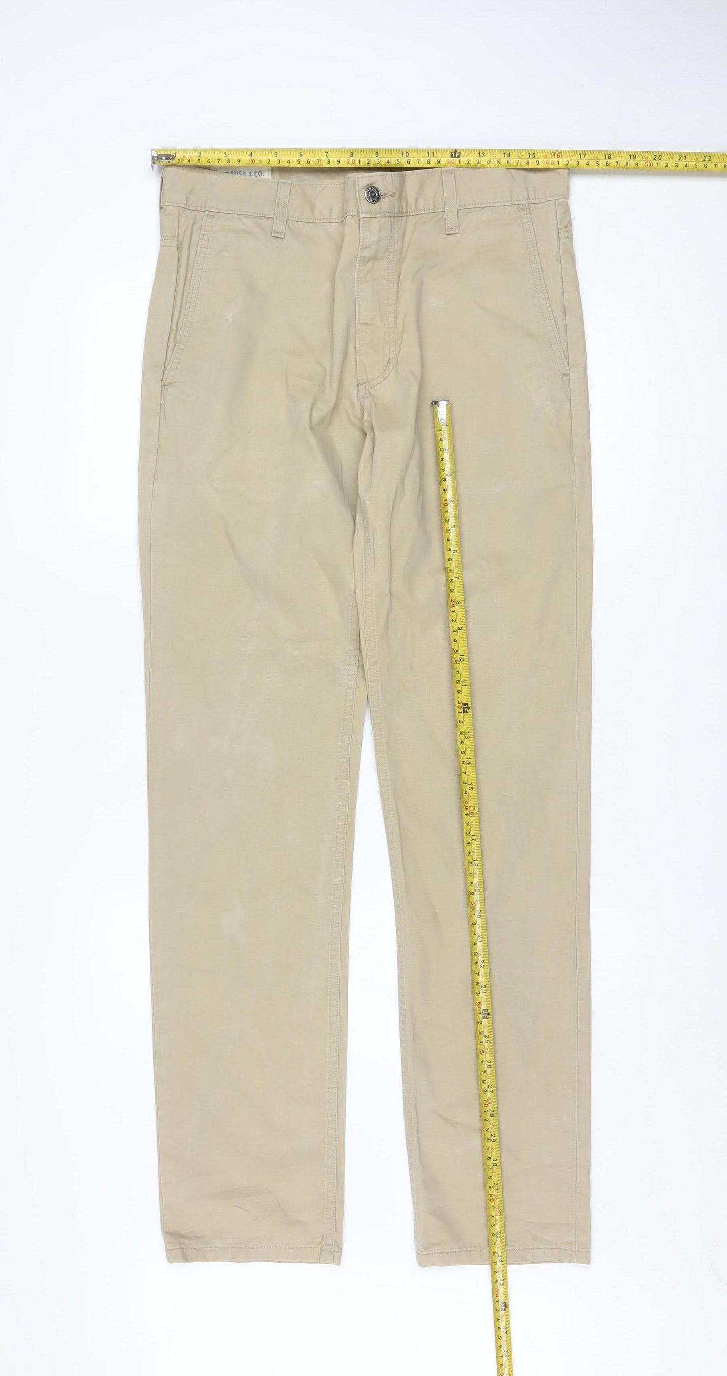 Levi’s Men Beige Chino Trousers W32 L34 Cotton Regular Fit