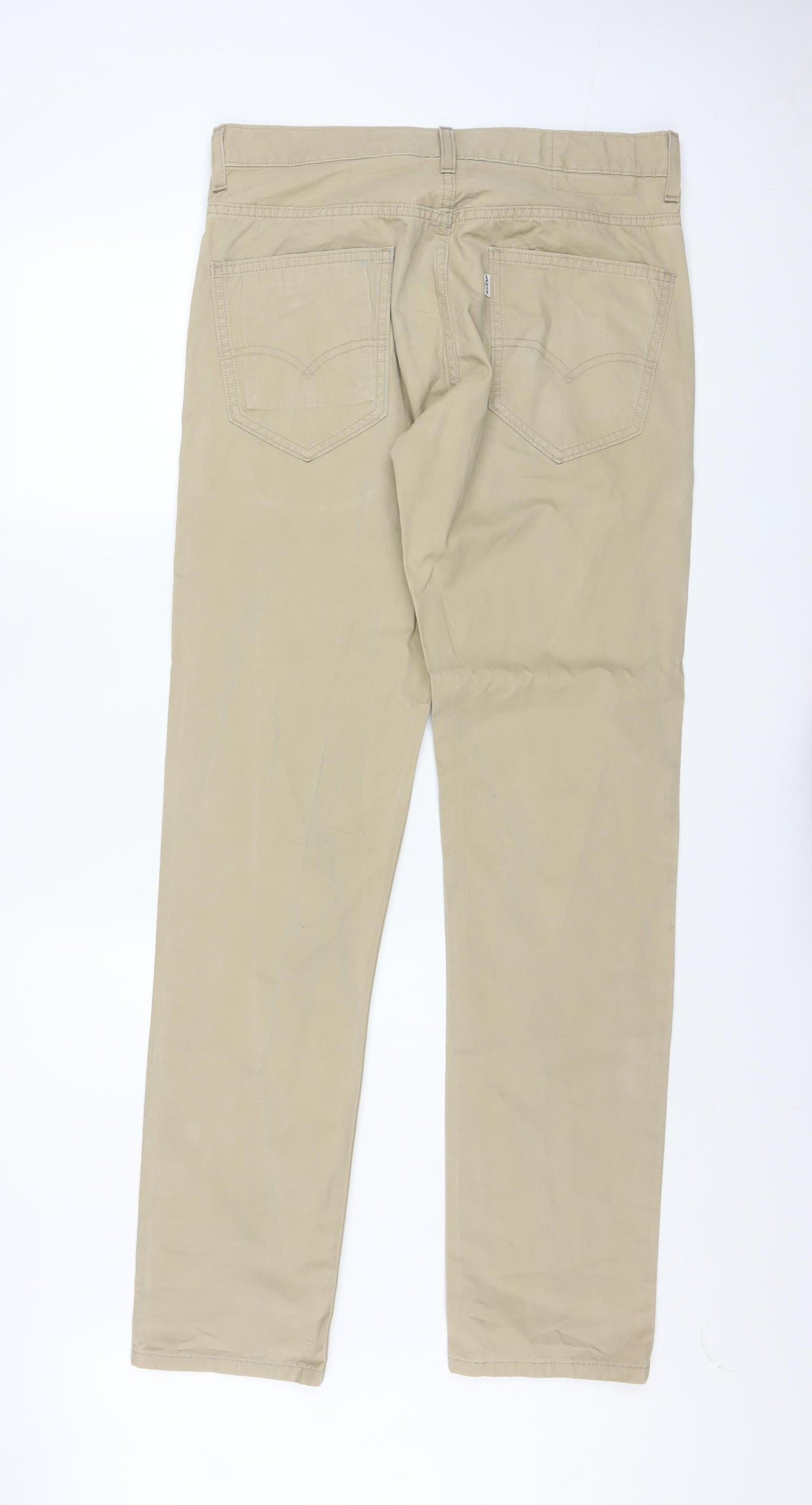 Levi’s Men Beige Chino Trousers W32 L34 Cotton Regular Fit
