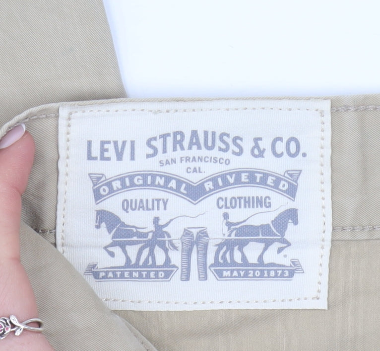 Levi’s Men Beige Chino Trousers W32 L34 Cotton Regular Fit
