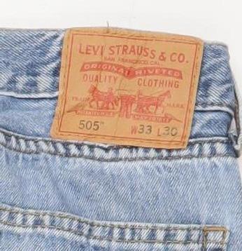 Levi's Men's Blue 505 Light Wash Straight Denim Jeans W33 L30