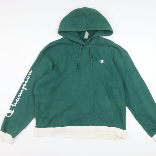 Champion Women Green Pullover Hoodie XL Cotton Blend Logo Sweatshirt