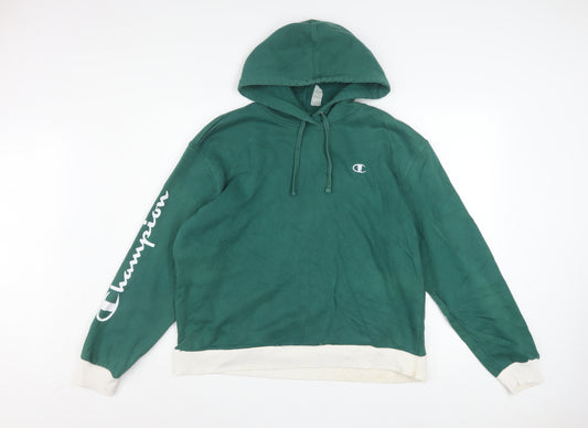 Champion Women Green Pullover Hoodie XL Cotton Blend Logo Sweatshirt