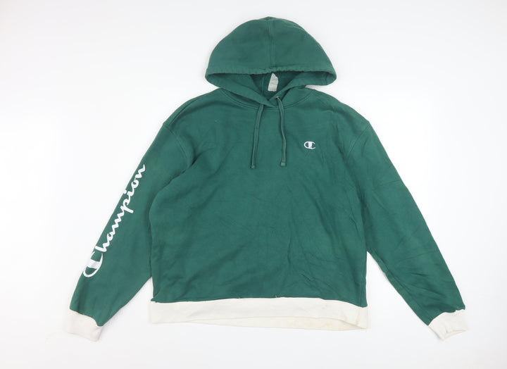 Champion Women Green Pullover Hoodie XL Cotton Blend Logo Sweatshirt