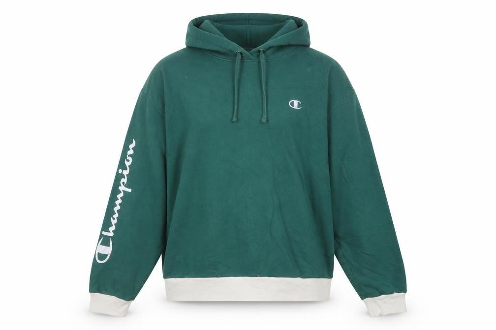 Champion Women Green Pullover Hoodie XL Cotton Blend Logo Sweatshirt