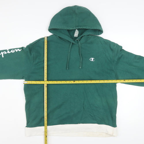 Champion Women Green Pullover Hoodie XL Cotton Blend Logo Sweatshirt