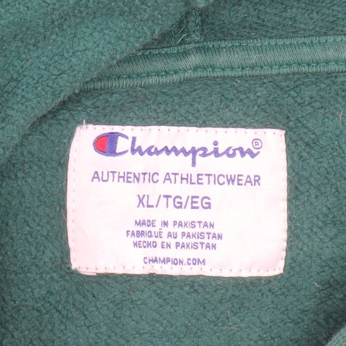 Champion Women Green Pullover Hoodie XL Cotton Blend Logo Sweatshirt