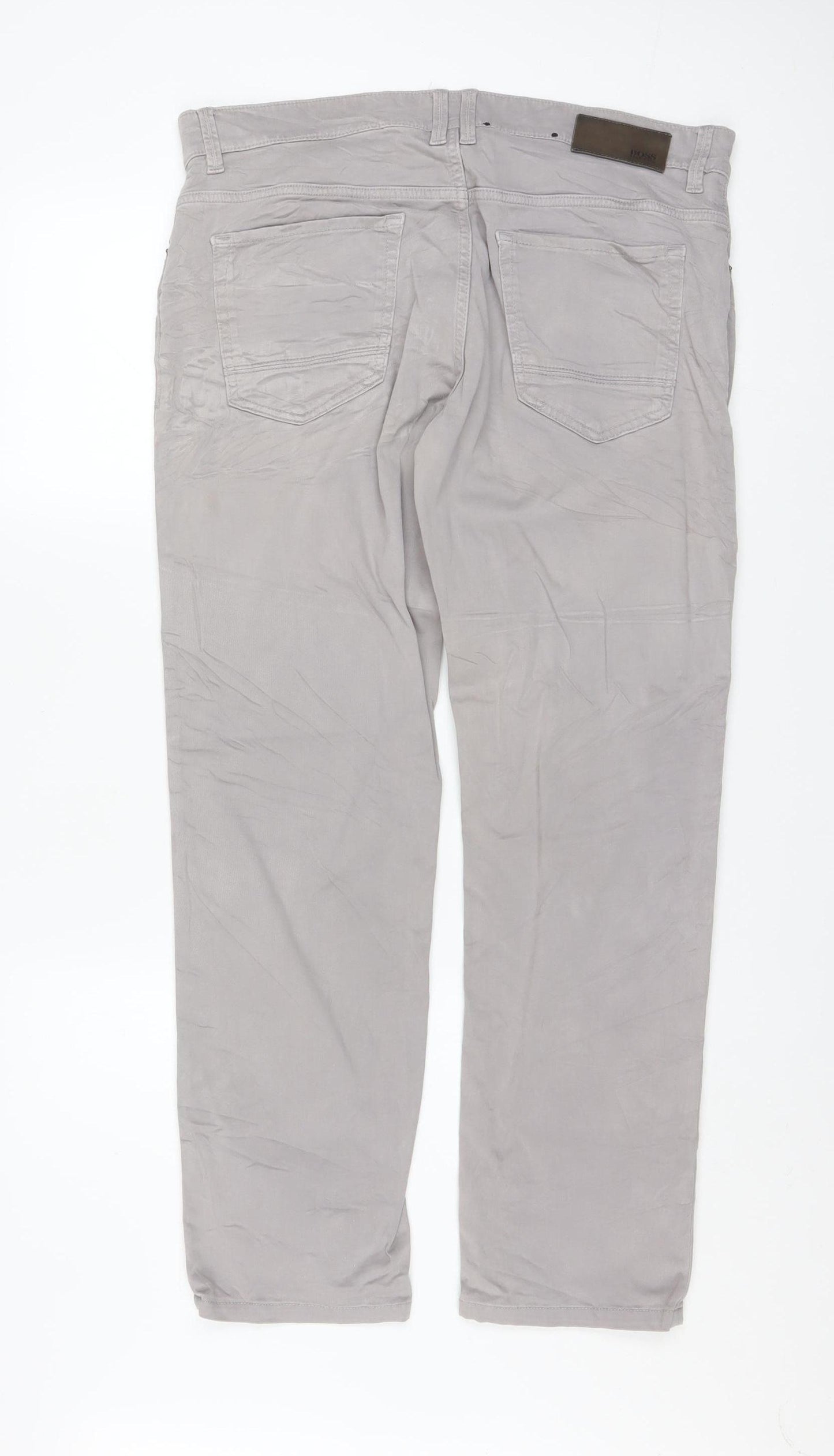 Hugo Boss Men's Grey Regular Fit Chino Trousers 34W 34L