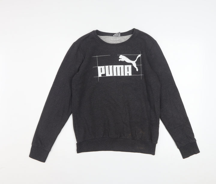 Puma Womens Black Size 12 Crew Neck Pullover Sweatshirt