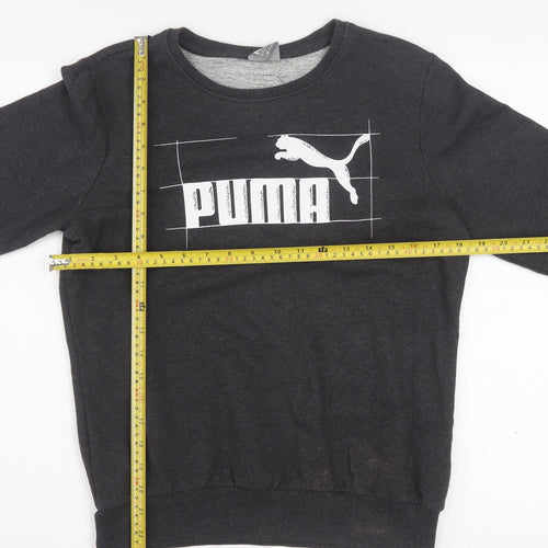 Puma Womens Black Size 12 Crew Neck Pullover Sweatshirt