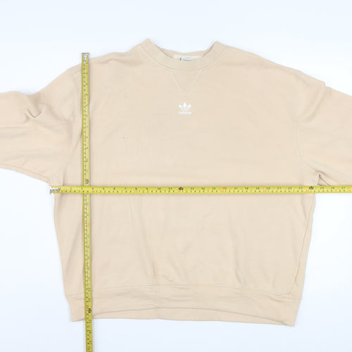 Adidas Womens Beige Crew Neck Sweatshirt Size 12 Cotton Blend Casual