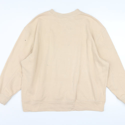 Adidas Womens Beige Crew Neck Sweatshirt Size 12 Cotton Blend Casual