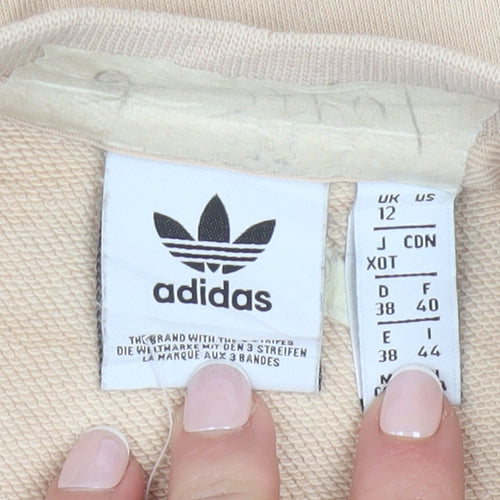 Adidas Womens Beige Crew Neck Sweatshirt Size 12 Cotton Blend Casual