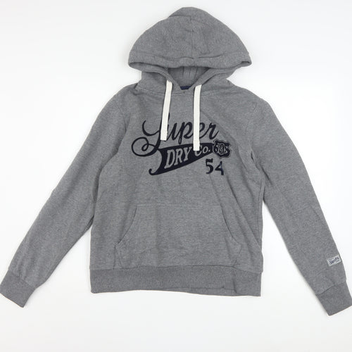 Superdry Women's Grey Pullover Hoodie Size 10 Osaka Graphic