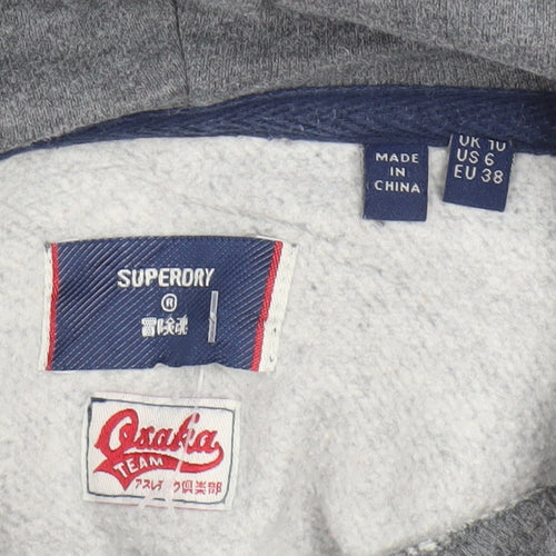 Superdry Women's Grey Pullover Hoodie Size 10 Osaka Graphic